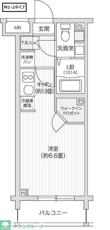 レジディア笹塚II(1K/1階)の間取り写真