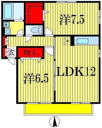ベルデ藤原(2LDK/2階)の間取り写真
