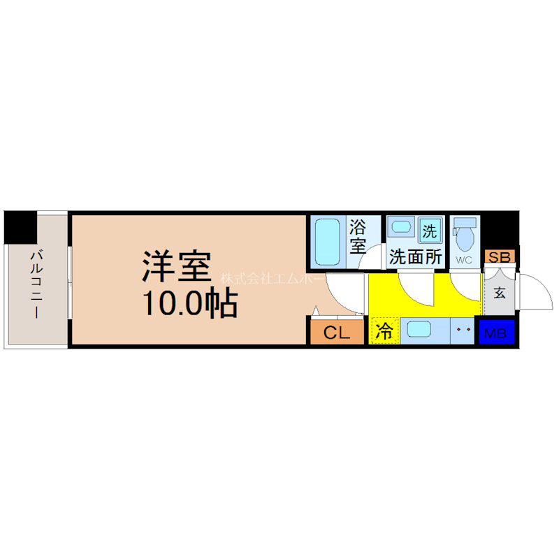 ヴィルクレア桜山(1K/8階)の間取り写真