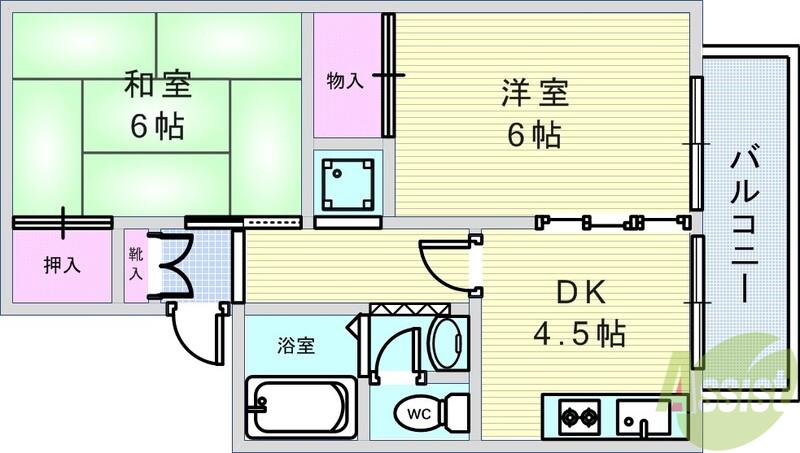 メゾンフルール(2DK/1階)の間取り写真
