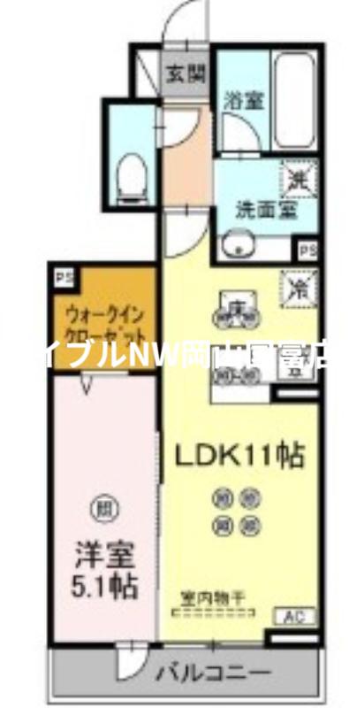 トリシア関(1LDK/1階)の間取り写真