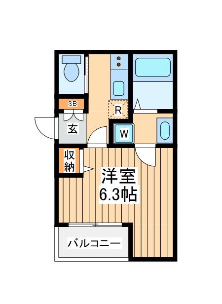 エクレール中央林間Ⅱ(1K/1階)の間取り写真