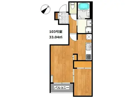 SMILEAX紫原(1LDK/1階)の間取り写真