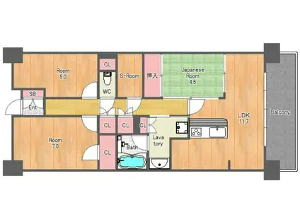 リバーガーデンECOシティアリスの森(3SLDK/18階)の間取り写真