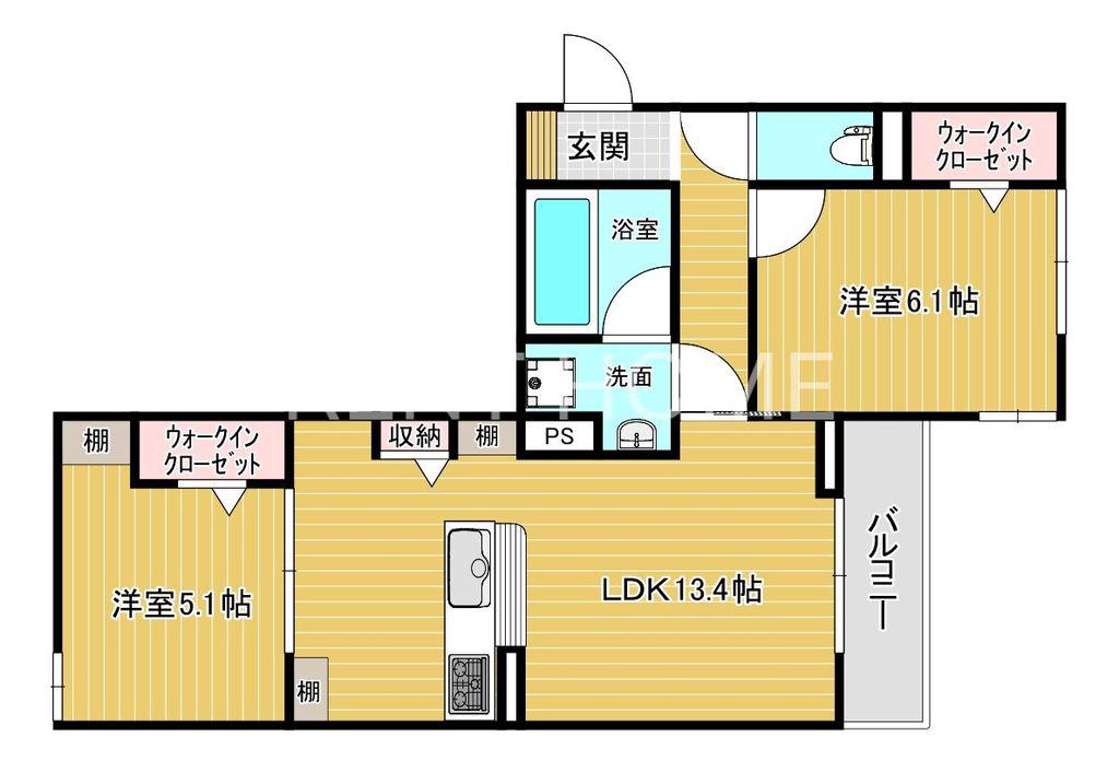 クラシスト深江北(2LDK/1階)の間取り写真