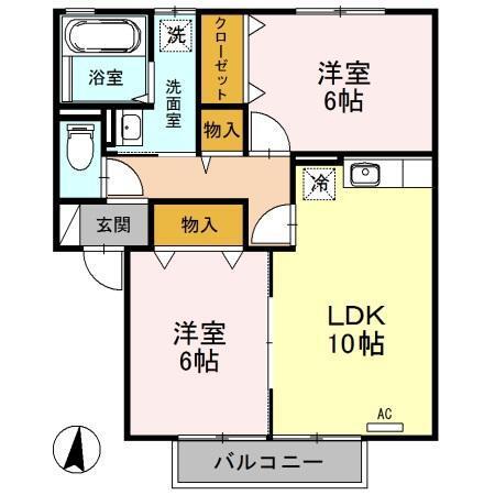 ウィルモア小柴見(2LDK/2階)の間取り写真