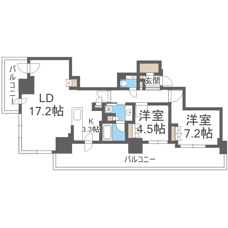 ザ・札幌タワーズ イーストタワー(2LDK/25階)の間取り写真