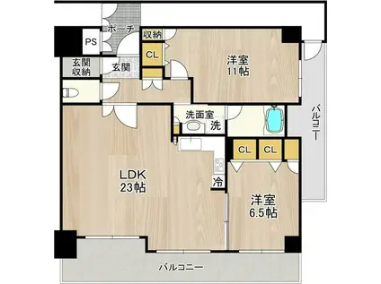 フェニックス日本橋高津(2LDK/13階)の間取り写真