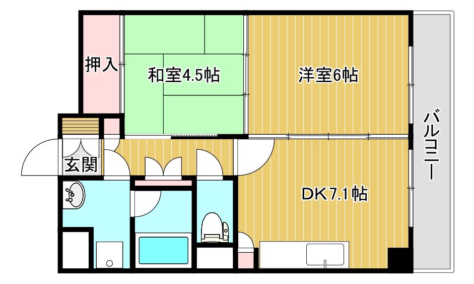 アクシス駅南イースト(2DK/7階)の間取り写真