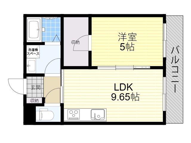 上島町B棟(1LDK/1階)の間取り写真