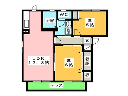 ＪＲ中央本線 瑞浪駅 徒歩33分 2階建 築24年(2LDK/1階)の間取り写真