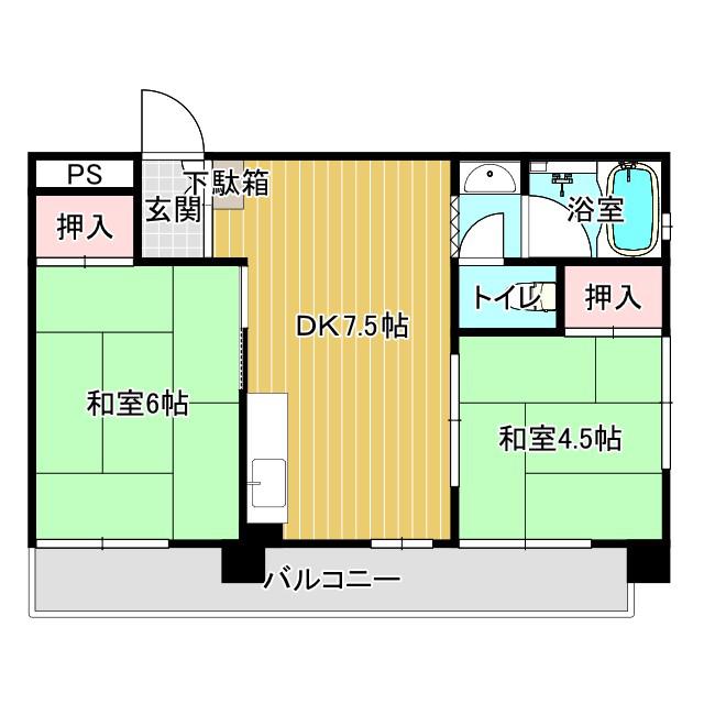 JSC帝塚山(2DK/3階)の間取り写真