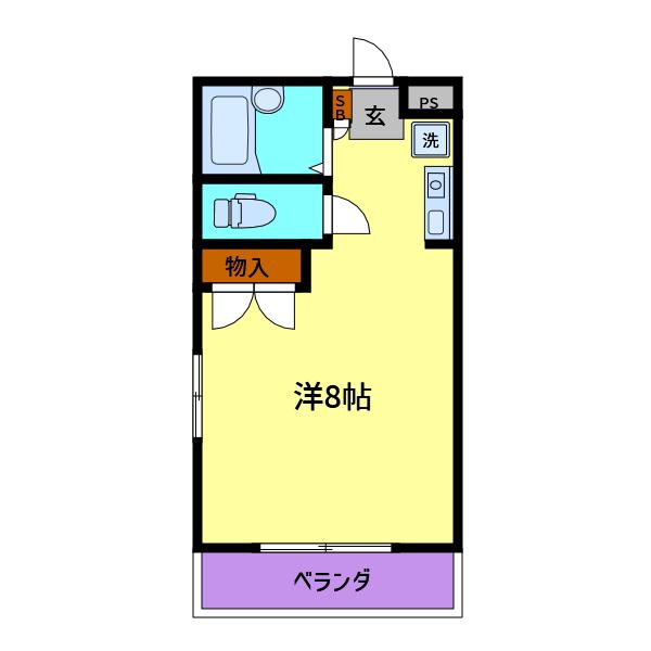 スパシオ徳行(ワンルーム/2階)の間取り写真