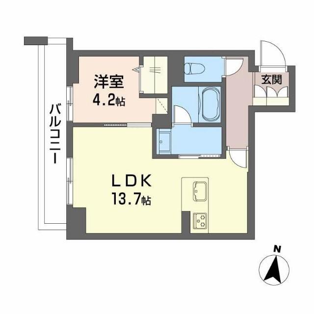 MAISON DE ASHLEY(1LDK/4階)の間取り写真