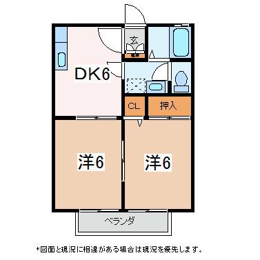 メゾンT&K A棟(2DK/1階)の間取り写真