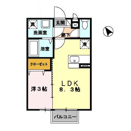 べアーレ高屋敷(1LDK/1階)の間取り写真