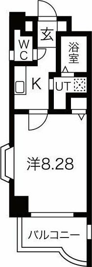 ハートヒルズ矢作(1K/6階)の間取り写真