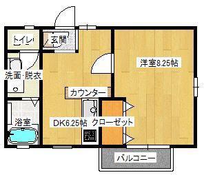 グレースコートII(1DK/1階)の間取り写真