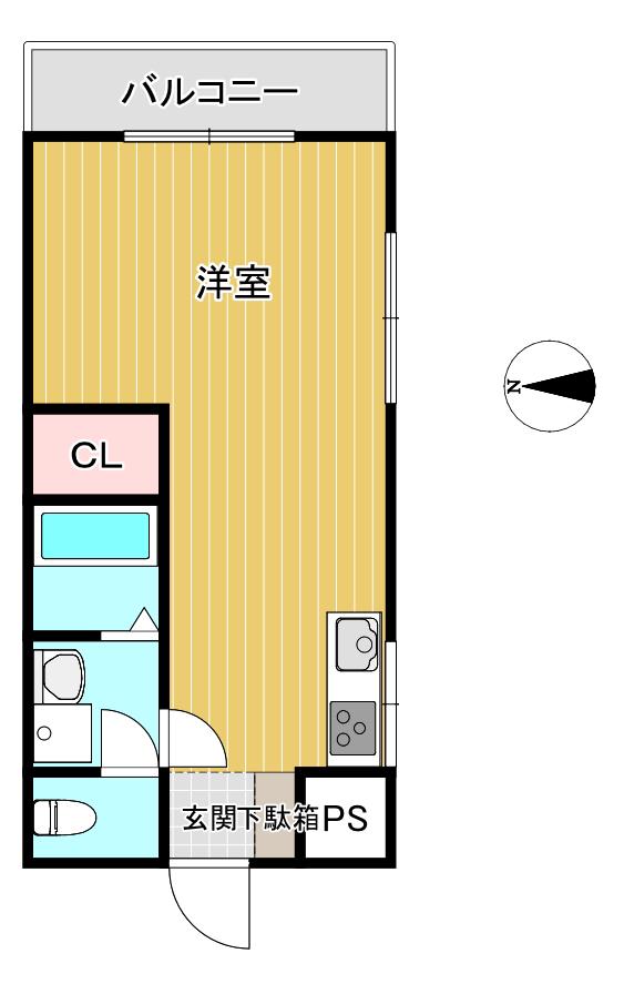 アルカディア西条(ワンルーム/4階)の間取り写真