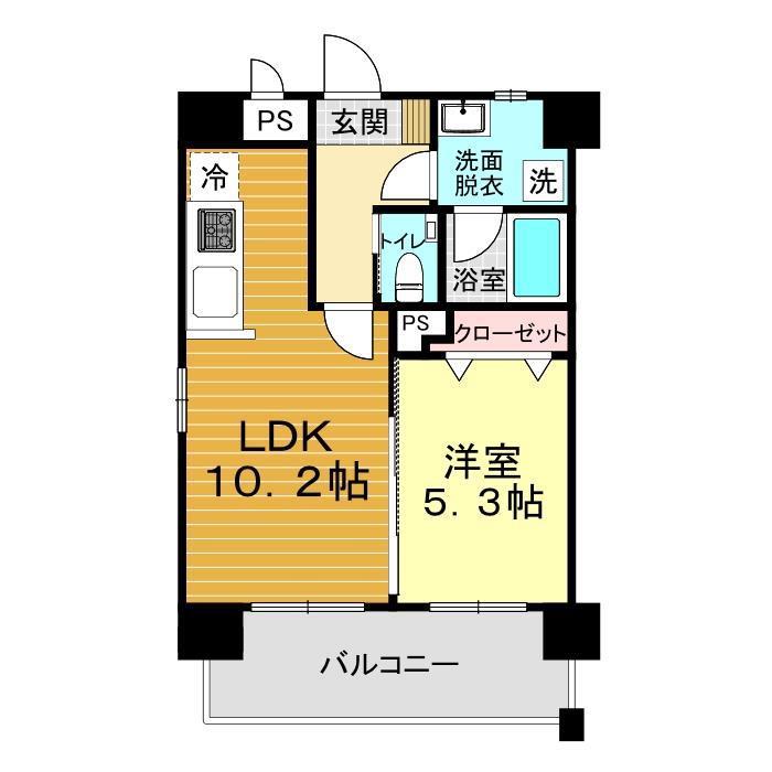 グランレーヴ中之町(1LDK/2階)の間取り写真