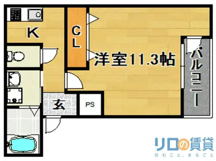 フジパレス下新庄II番館(1K/3階)の間取り写真