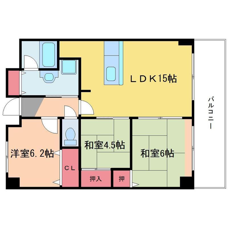 フレスコ21(3LDK/7階)の間取り写真
