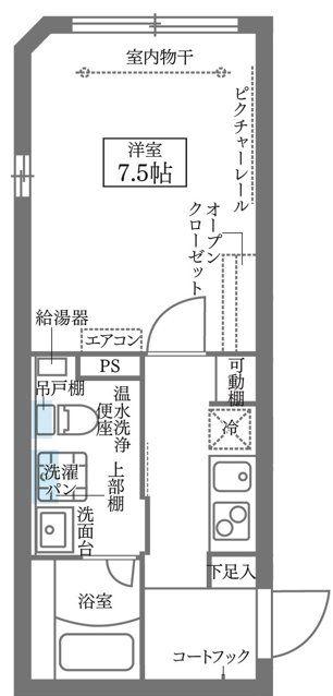 COCOCUBE大井町(1K/1階)の間取り写真