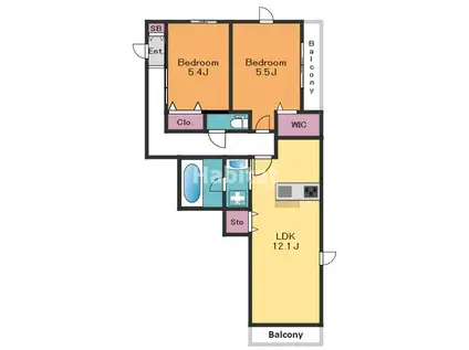 メゾンマリン(2LDK/1階)の間取り写真