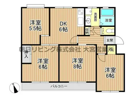 大宮七里グリーンハイツ2号棟(4DK/2階)の間取り写真