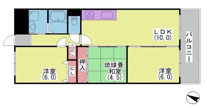 メゾンドール湊川(3LDK/3階)の間取り写真