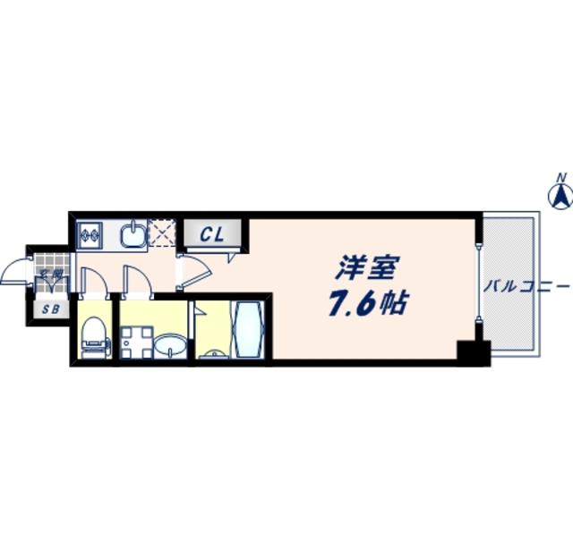 エスライズ天王寺イースト(1K/7階)の間取り写真