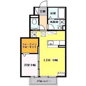 アルカディア(1LDK/1階)の間取り写真