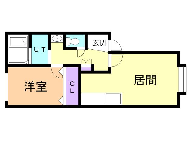ベルシーヌ日の出(1LDK/2階)の間取り写真