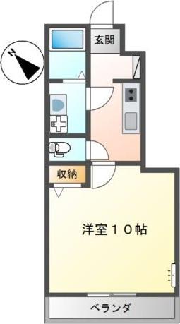 プランドール・三津屋(1K/1階)の間取り写真