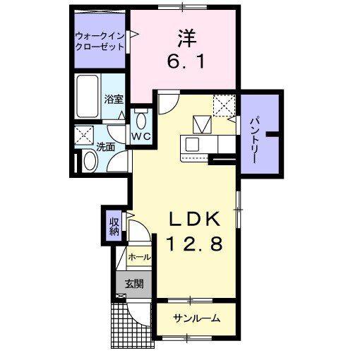 ムゲット(1LDK/1階)の間取り写真