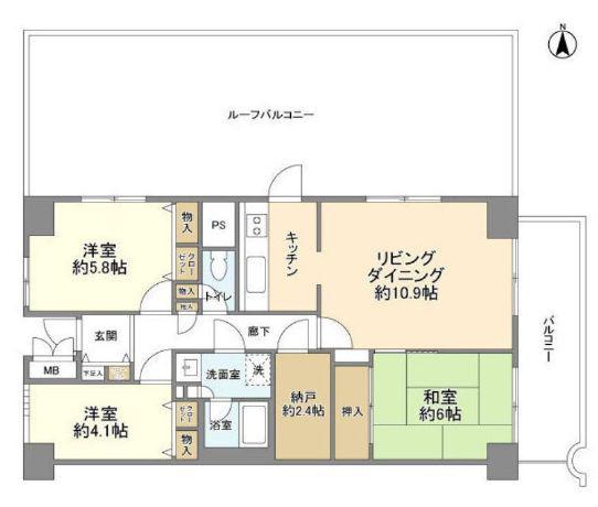 宇喜田ホームズ(3SLDK/10階)の間取り写真