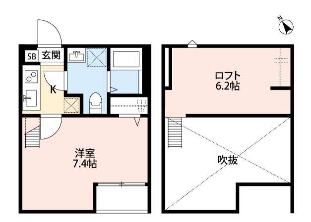 CASA DOMANI 西大宮(1K/2階)の間取り写真