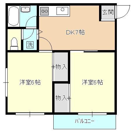 ハイツ新井(2DK/2階)の間取り写真