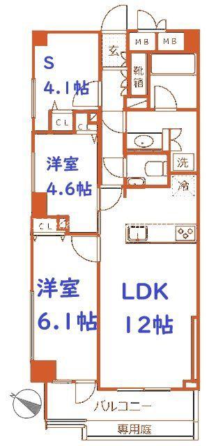 ロワール上大岡(2SLDK/1階)の間取り写真