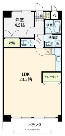 メリーレジデンス白菊(1LDK/1階)の間取り写真