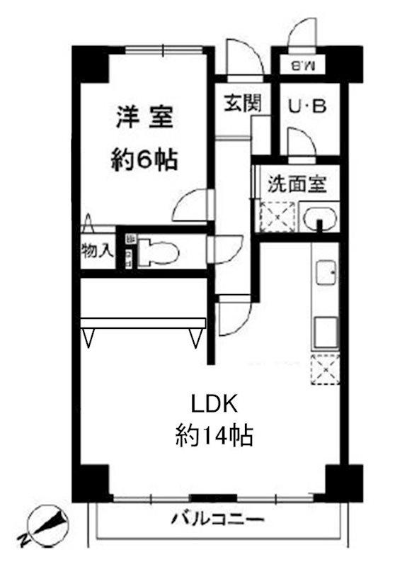 アメニティ高槻(1LDK/2階)の間取り写真