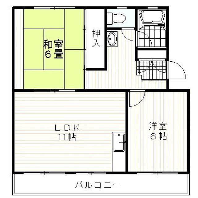加茂ハイツ(2LDK/3階)の間取り写真