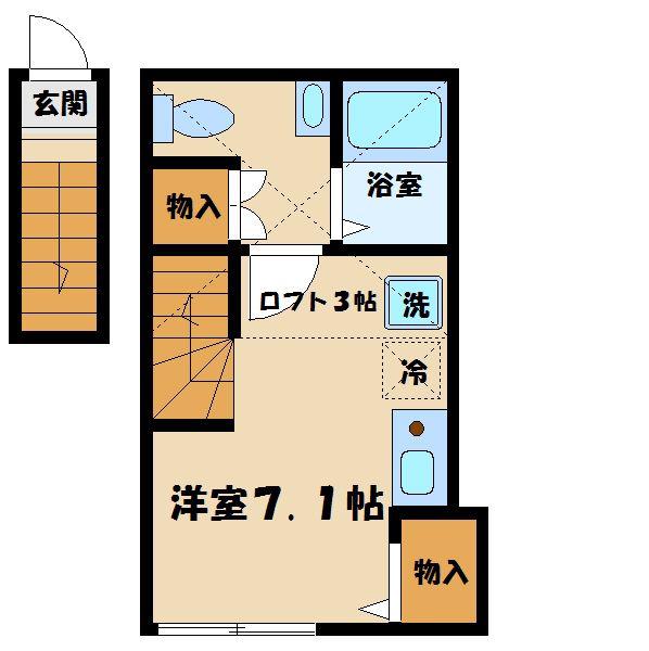アイコート経堂(ワンルーム/2階)の間取り写真