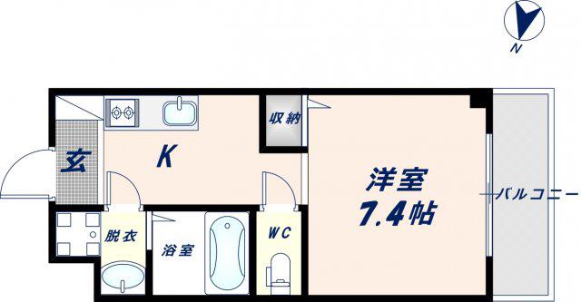 BEGIN巽中(1K/2階)の間取り写真