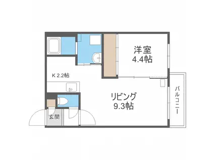 MIAMOGLIE SHINSAPPORO(1LDK/4階)の間取り写真