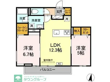 DBLESS川崎 イースト(2LDK/3階)の間取り写真