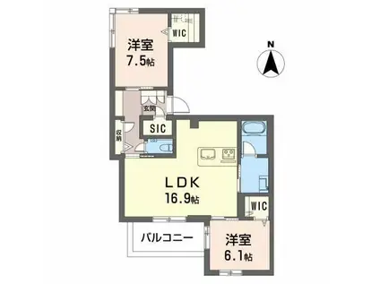 シャーメゾン比良(2LDK/3階)の間取り写真