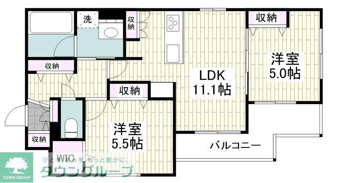 CITRUS RESIDENS 西棟(2LDK/2階)の間取り写真