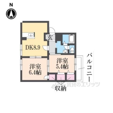 プレミール當麻(2DK/2階)の間取り写真