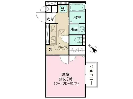 クロスガーデン町田(1K/1階)の間取り写真